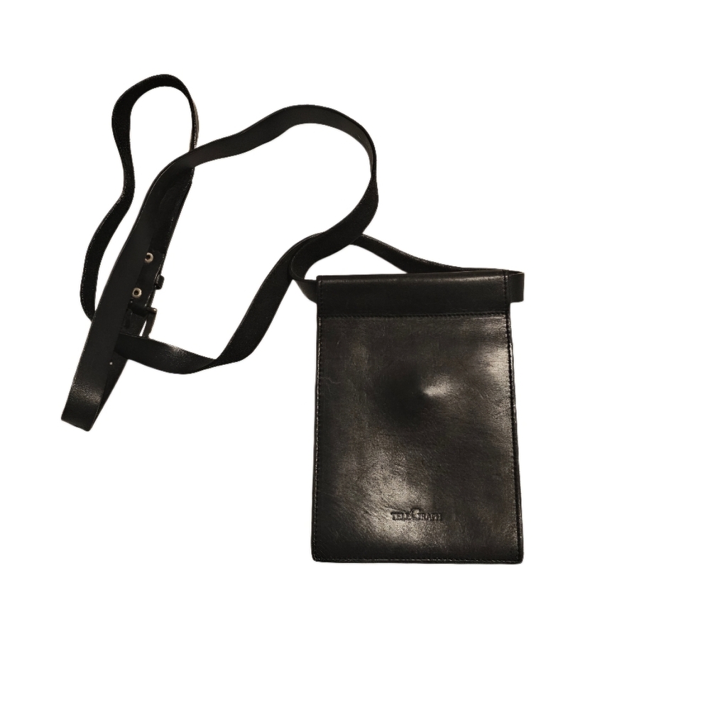 Telegraph Black Leather Crossbody Bag Convertible Waist Bag Fanny Pack Handbag